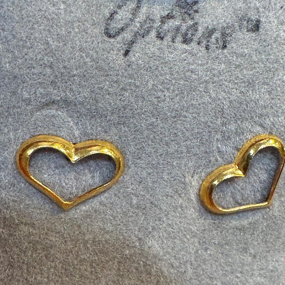 New Y2K Options 24K Gold Surgical Steel Open Heart Stud Earrings Sensitive Skin